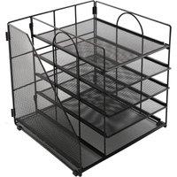 VOGREX 5-Tier Mesh Metal Desktop Organizer Office Pen Storage in Black
