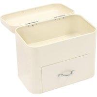 VOGREX Modern Double-Tier Metal Bread Storage Bin With Drawer in Ecru