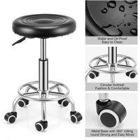 VOGREX Black Backless Swivel Salon Stool Barber Tattoo Spa