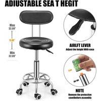 VOGREX Black Backrest Swivel Salon Stool Barber Spa Tattoo