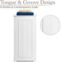 Havendro White Laundry Box Wooden Bathroom Storage Basket Clothes Cabinet