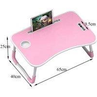 Havendro Pink Folding Laptop Bed Table Cup Holder Lap Standing Desk Tray