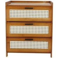 Havendro 3 Drawer Wooden Bedroom Bedside Cabinet Furniture Storage Lamp Table in Brown