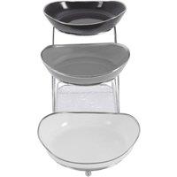 Havendro Bowl Holder for Kitchen 3 Tiered Fruit Serving Bowls with Stand in Grey
