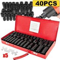 Ventryn Black 40 Piece Deep Impact Socket Set Sockets Auto Repair