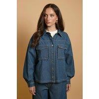 Oasis Women's Scallop Pocket Denim Jacket in Indigo | Size: 10