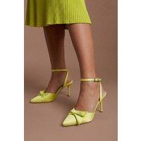 Coast Women's Rosa Satin Ruffle Detail High Stiletto Heeled Court Shoes in Chartreuse | Size: 3
