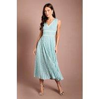 Coast Women's Muse Sequin Pleated V Neck Midi Dress in Sage | Size: 18