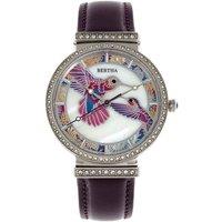 Bertha Women's Emily Mother-Of-Pearl Leather-Band Watch in Purple