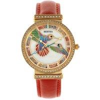 Bertha Women's Emily Mother-Of-Pearl Leather-Band Watch in Orange