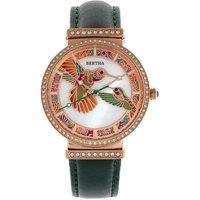 Bertha Women's Emily Mother-Of-Pearl Leather-Band Watch in Green