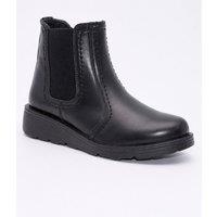 Spot On Women's Chelsea Ankle Boots with Elastic Side Panels in Black | Size: 8