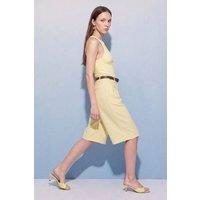 Dilvin Women's High-waist Belted Wide-leg Tailored Shorts in Lemon | Size: Medium