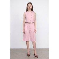 Dilvin Women's High-waist Belted Wide-leg Tailored Shorts in Pink | Size: Small
