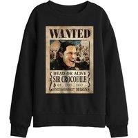One Piece Sir Cr Pirate Wanted Poster Kids Sweatshirt, Black | Size: 9-11 Years