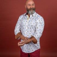CLAUDIO LUGLI Men's Bumble Bee Print Shirt in Yellow | Size: 2XL