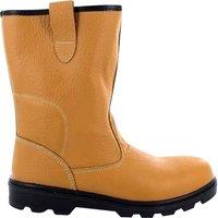 Grafters Men's Leather Safety Rigger Padded Ankle Toe Cap Boots in Tan | Size: 14
