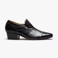 Club Cubano Men's Carluccio Slip On Cuban Heel Low Top Leather Shoes in Black | Size: 11
