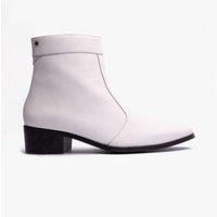 Club Cubano Men's Caesar Zip Cuban Heel Ankle Boots in White | Size: 7