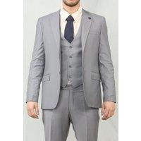 TruClothing Men's IM30 3 Piece Suit Plain Tailored Fit Wedding Prom Formal Stitch Lapel in Grey | Size: 48R