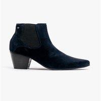 Club Cubano Men's Mccartney Suede Pull On Cuban Heel Ankle Boots in Navy | Size: 9