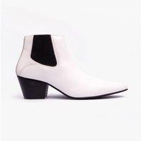 Club Cubano Men's Mccartney Pull On Cuban Heel Ankle Boots in White | Size: 8