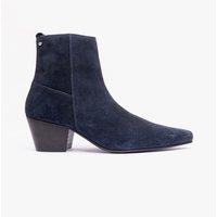 Club Cubano Men's Lennon Suede Zip Cuban Heel Ankle Boots in Navy | Size: 10