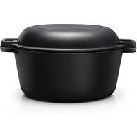 Garden Sanctuary 2-in-1 5L Cast Iron Dutch Oven with Reversible Lid in Black