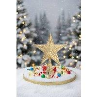 Garden Sanctuary Decorative Star-shaped Christmas Tree Topper in Gold