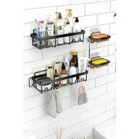 ExtraStar 4-Piece No-Drill Black Metal Shower Caddy Set