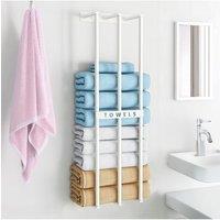 Living and Home 71cm Premium Iron Space-Saving Bathroom Wall Mounted Towel Rack in White
