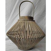 Lemon Pavilion Furniture and Decor Cone Lantern with Glass Holder - Wicker - L38 x W38 x H30 cm in Tan