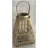 Lemon Pavilion Furniture and Decor Large Peardrop Lantern with Glass Holder - Wicker - L29 x W29 x H40 cm in Light Brown