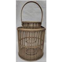Lemon Pavilion Furniture and Decor Cylinder Lantern with Glass Holder - Wicker - L26 x W26 x H26 cm in Brown