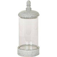 Lemon Pavilion Furniture and Decor Sona Medium Hurricane Lantern Candle Holder with Lid in Grey