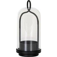 Lemon Pavilion Furniture and Decor Nyx Medium Candle Holder with Glass Cloche - L10 x W10 x H19 cm Black