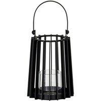 Lemon Pavilion Furniture and Decor Lynk Small Lantern with Handle and Candle Holder L12xW12xH24 cm Black