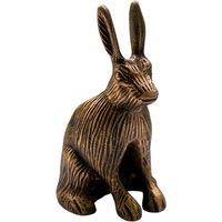 Lemon Pavilion Furniture and Decor Cast Aluminium Hare Candle Holder - L9.5 x W10 x H18cm - Antique Brass in Brown