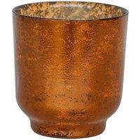 Lemon Pavilion Furniture and Decor Metallic Copper Glass Tealight Holder, L15.5 x W15.5 x H19 cm - Copper
