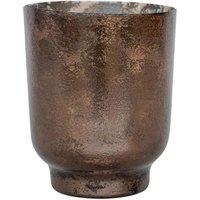 Lemon Pavilion Furniture and Decor Metallic Bronze Glass Tealight Holder, L15.5 x W15.5 x H19 cm - Bronze