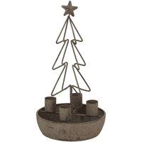 Lemon Pavilion Furniture and Decor Rustic Outline Tree and Star Candle Holders - Metal - L14xW14xH26 cm in Bronze