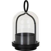 Lemon Pavilion Furniture and Decor Nyx Large Candle Holder with Glass Cloche - L10 x W10 x H23 cm - Black