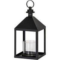 Lemon Pavilion Furniture and Decor Astra Medium Lantern with Glass Candle Holder - L17xW17xH38 cm - Black