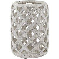 Lemon Pavilion Furniture and Decor Stone Effect Hurricane Lantern - Ceramic - L16 x W16 x H23 cm - Grey