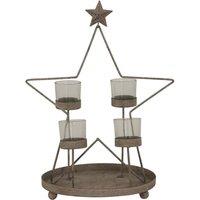 Lemon Pavilion Furniture and Decor Rustic Outline Star with Four Glass Votives - Metal - L22xW28xH38 cm in Bronze