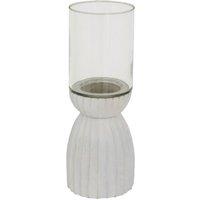 Lemon Pavilion Furniture and Decor Large Carved Hurricane Lantern - Glass - L13 x W13 x H36 cm - White