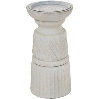 Lemon Pavilion Furniture and Decor Carved Candle Holder - Wood - L10 x W10 x H20 cm - White
