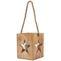 Lemon Pavilion Furniture and Decor Natural Wooden Large Star Tealight Candle Holder - L16 x W16 x H19 cm in Brown