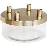 Lemon Pavilion Furniture and Decor Candle Holder with Bowl - Metal/Glass - L20 x W20 x H9.5 cm - Gold