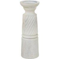 Lemon Pavilion Furniture and Decor Large Carved Candle Holder - Wood - L10 x W10 x H30 cm - White